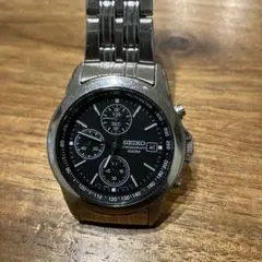 SEIKO メンズ腕時計 クロノグラフ ブラック文字盤 100M 動作未確認