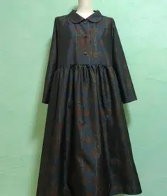 着物リメイク大島紬ショールカラーワンピース　Ｍ〜L位