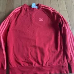 adidas レッド スウェット Sサイズ 3本ライン