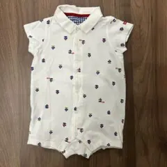 ホットビスケッツ　ミキハウス　 帆船柄ポロシャツロンパース 80センチ