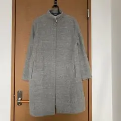 コムサデモード スタンドカラーコート シャギーコート ジップアップ グレー