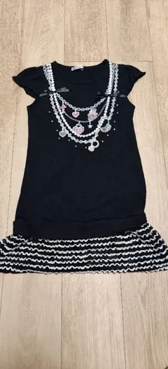 半袖Tシャツ ジュエリー 裾フリル　150 　メゾピアノ好きな方にも　極美品