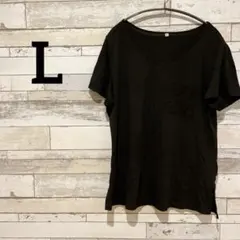 VネックTシャツ 【L】 ブラック 半袖 黒 胸ポケット トップス