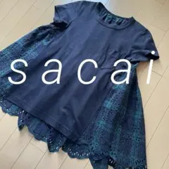サカイ　カットワークレース　バックフレア　カットソー Ｔシャツ ドッキング
