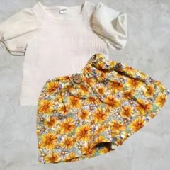 バースデイ　branshes【90】ひまわり 半袖　ショートパンツ 女の子　夏のサムネイル