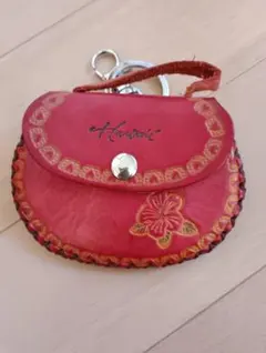 赤いレザーコインケース小物入れ