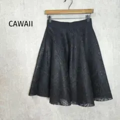 カワイイ　シアーフレアスカート　黒　ウエストゴム　a6495のサムネイル