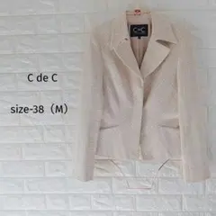 ​上品シルエットC de C クードシャンス ツイード調ジャケットベージュ38М