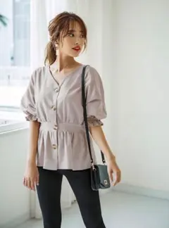 新品 グレイル Vネック ウエスト マーク レディース トップス ベージュ