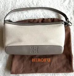 HIROFU ヒロフ キャンバス レザー ミニショルダーバッグ　グレーのサムネイル
