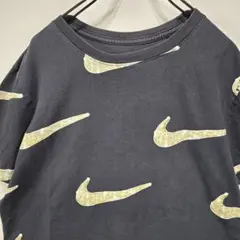 NIKE　総柄　Tシャツ　S　アート　デザイン　ロゴ　希少　ブラック　古着コーデ