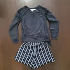 H&M 長袖カットソーとショートパンツセット 140
