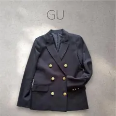 美品GUジーユー ダブルブレスト テーラードジャケット ネイビー 金ボタン紺ブレ