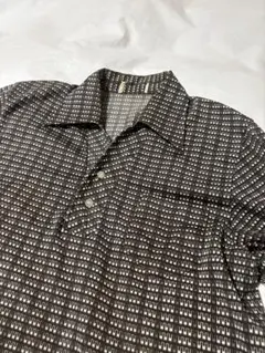 デカ襟　ポリシャツ　幾何学模様　70s 昭和レトロ