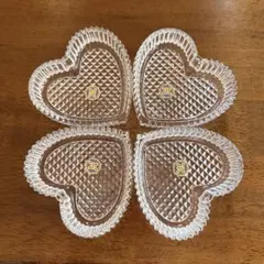 【HOYA】昭和レトロ クリスタルガラス ハート型小物入れ 4個セットのサムネイル