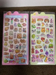 ボンボンドロップシール風　かわいいどうぶつシール　ぷくぷくシール　2枚セット