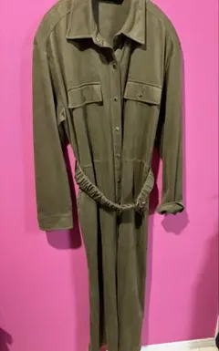 ZARA オリーブ シャツワンピース 長袖