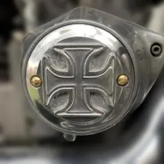 ハーレービックツインアルミ砂型ポイントカバー 鉄十字勲章タイプ