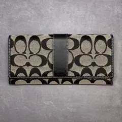 COACH Signature Canvas Flap Long Wallet