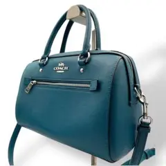 極美品 COACH コーチ ショルダーバッグ 2way ローアンサッチェル 青緑