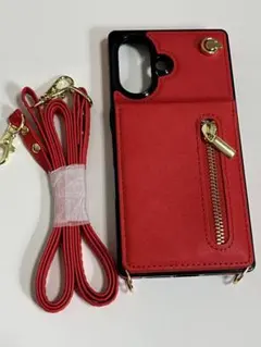 レッド 手帳型スマホケース　iPhone16