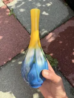 青と透明のストライプ花瓶 - メルカリ