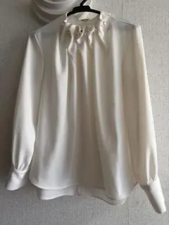 美品 TONAL パール ブラウス ホワイト 長袖 シアーのサムネイル