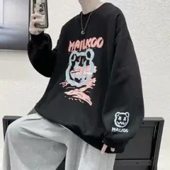 くま ストリート 黒 オーバーサイズ 3XL 長袖 ビッグプリント