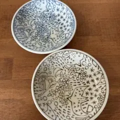 maebata 鳥と植物模様の皿 直径約9cm 2枚セットのサムネイル