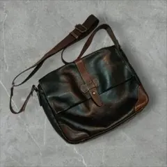 ✅️本革 レザー ショルダーバッグ ブラウン ブラック vintage