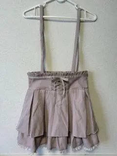 ピンクベージュ フレアスカート レースアップ #地雷系量産型