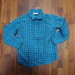 長袖シャツ 120サイズ 青と茶色のチェック