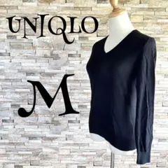 【ユニクロ /UNIQLO】　ニット　V ネック　ブラック　M　薄手　GU
