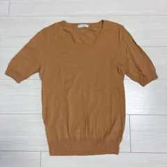 BARNEYSNewYorkバーニーズニューヨーク半袖薄手ニット茶系サイズ40のサムネイル