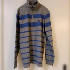 CHAPS ハーフジップ M 灰×青 ボーダー US古着のサムネイル