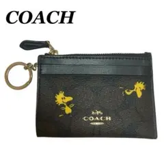 コーチ スヌーピー　コインケース パスケース キーリング付き　ウッドストック