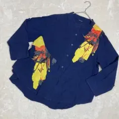 Buddha プリントTシャツ　メンズ　Lサイズ　ネイビー長袖シャツ　メンズ