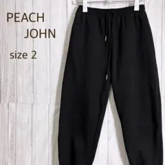 ピーチジョン スウェットパンツ サイズ2 M相当 ブラック ジョガー 裏起毛