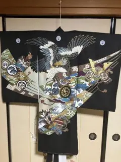 お宮参り 産着 男児 男の子 のしめ 合繊 金刺繍 綸子地 紺色 祝着