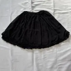 ミニスカート　星柄　黒　ブラック　モノクロ　レース　フリル　シアー　ビジュー