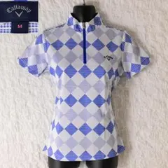 C4 Women M キャロウェイ 青 ハーフジップ 半袖