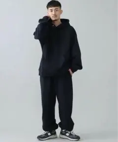 【NAVY】【S】BEAMS / 裏毛 ワイド スウェット パンツ