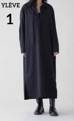 yleve 　イレーヴ　コットンリネンワンピース　ネイビー　1　美品