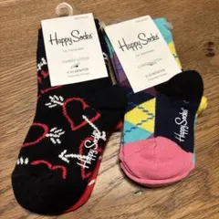 新品 未使用 ハッピーソックス 靴下 ベビー 2セット 4足 キッズ 0〜12M