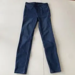 ダークブルー スキニーパンツ ゴムウエスト
