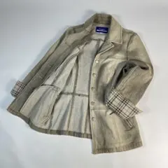 バーバリーブルーレーベル　デニムジャケット　ノバチェック柄　グレー　38