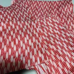 昭和　大正レトロ古布　着物生地　矢絣文様 着物 赤白のサムネイル