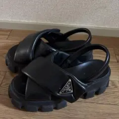 c*y様 新品☆プラダ☆ミュール サンダル　 未使用 超美品 中古・古着通販】PRADA (プラダ) レザーミュールサンダル ブラック