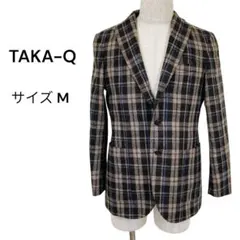 TAKA-Q タカキュー（M）テーラードジャケット ブラウン系 チェック柄