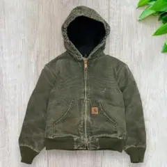 鬼フェード カーハート アクティブパーカー オリーブグリーン キッズ M 22